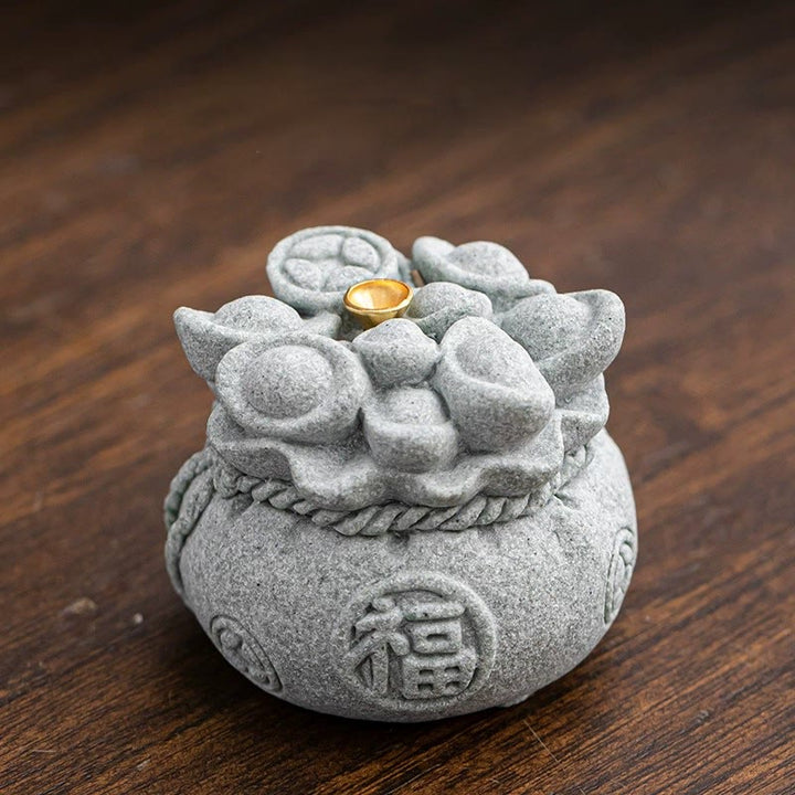 Buddha Stones Carattere cinese Fu Lingotti Bruciatore di incenso curativo Decorazione da scrivania