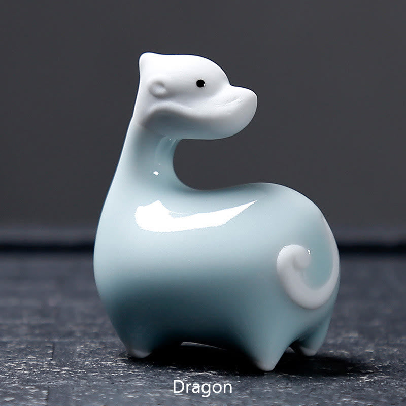 Buddha Stones Zodiaco cinese Ceramica Tè Animale domestico Decorazione per la casa - Drago bianco 6,6*6,8 cm - image 24