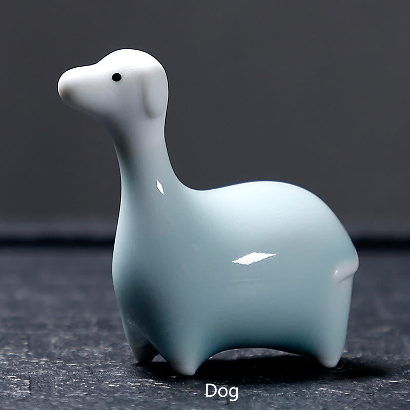 Buddha Stones Zodiaco cinese Ceramica Tè Animale domestico Decorazione per la casa - Cane bianco 6,7*6,9 cm - image 29