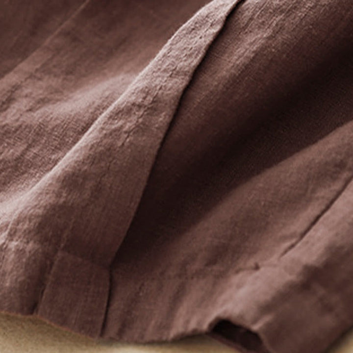 Pantaloni da donna in lino di cotone con tasche, con elastico in vita, in tinta unita, tipo carota , Buddha Stones - image 16