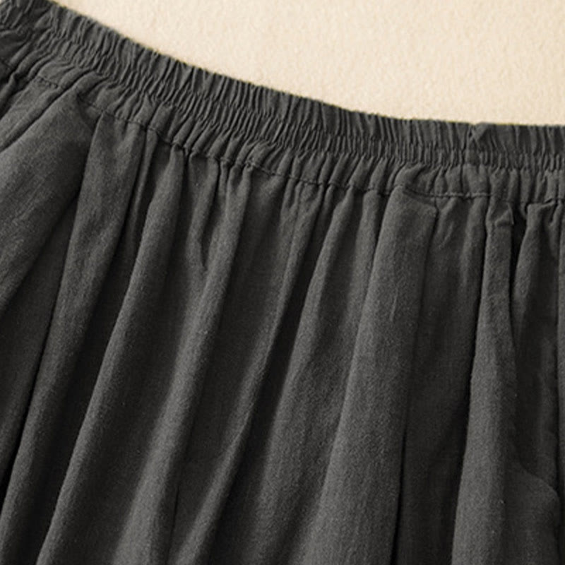 Pantaloni da donna in lino di cotone con tasche, con elastico in vita, in tinta unita, tipo carota , Buddha Stones - image 10