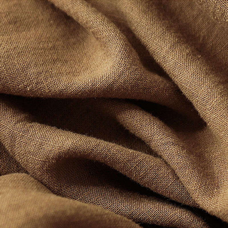 Pantaloni da donna in lino di cotone con tasche, con elastico in vita, in tinta unita, tipo carota , Buddha Stones - image 6