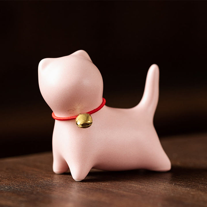 Buddha Stones Mini Carino in Piedi Sdraiato Gatto Tè Animale Domestico Ceramica Casa Scrivania Figurina Decorazione - Gatto in piedi 5*2,5*4,5 cm - Rosa - image 10