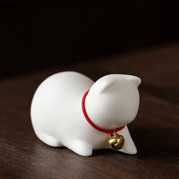 Buddha Stones Mini Carino in Piedi Sdraiato Gatto Tè Animale Domestico Ceramica Casa Scrivania Figurina Decorazione - Gatto sdraiato 5*3*3cm - Bianco - image 19