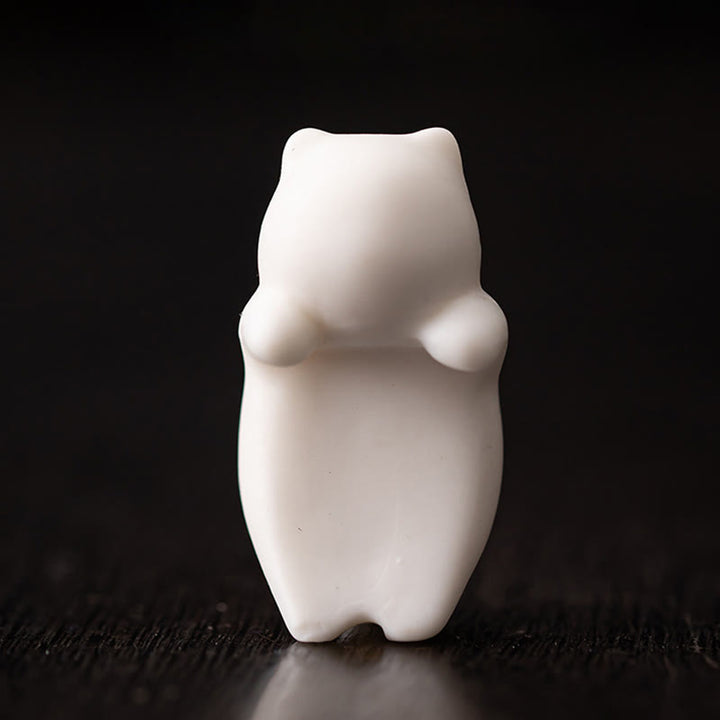 Buddha Stones Mini Hanging White Cat Tea Pet Ceramica Casa Scrivania Figurina Decorazione - image 3