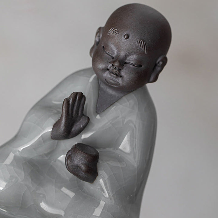 Buddha Stones Piccolo monaco Zen Cappello Colino Accessori da tè in ceramica Figurina Decorazione per la casa - image 19