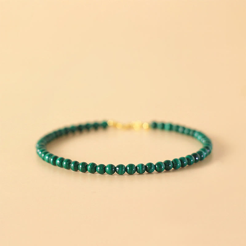 Bracciale anti-ansia in rame placcato oro 14k con perline di malachite naturale da 4 mm Buddha Stones