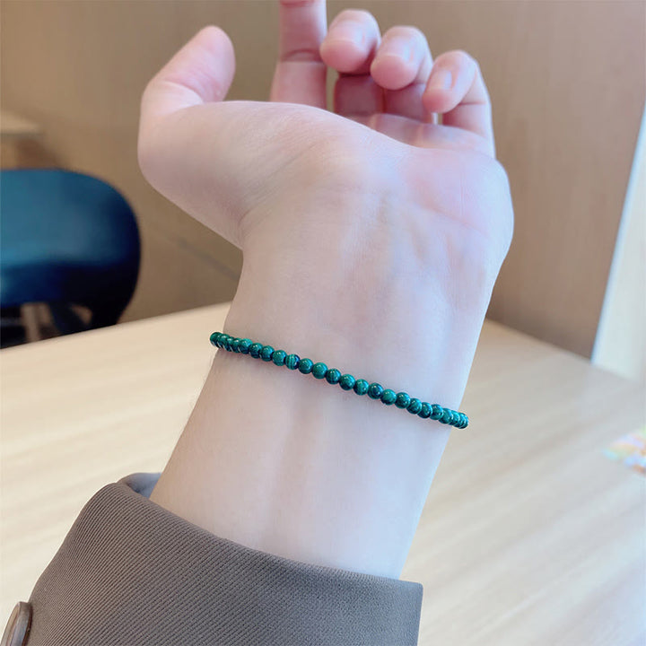 Bracciale anti-ansia in rame placcato oro 14k con perline di malachite naturale da 4 mm Buddha Stones