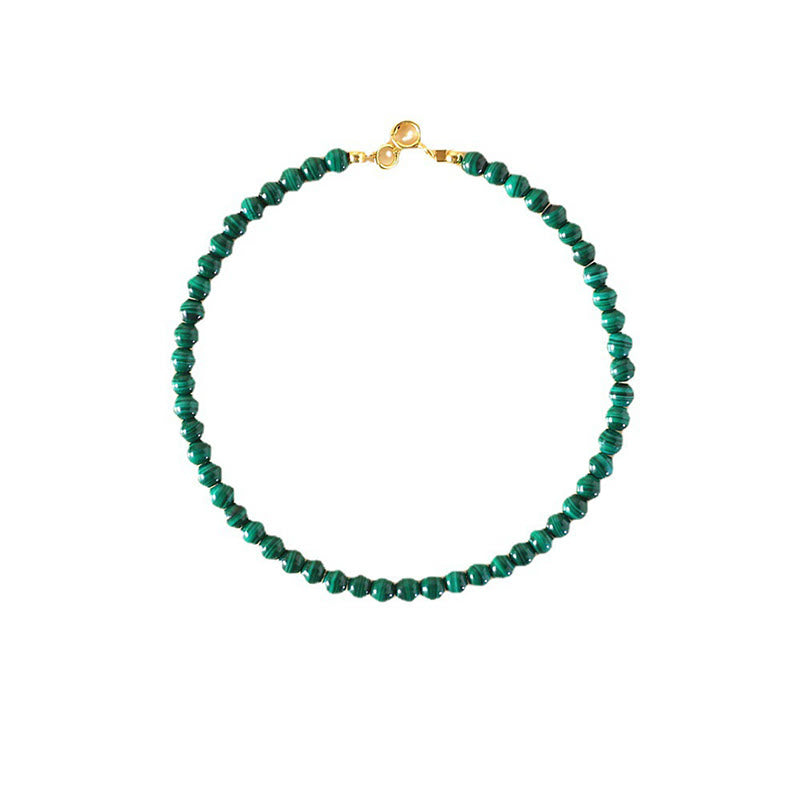 Bracciale anti-ansia in rame placcato oro 14k con perline di malachite naturale da 4 mm Buddha Stones