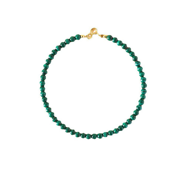 Bracciale anti-ansia in rame placcato oro 14k con perline di malachite naturale da 4 mm Buddha Stones