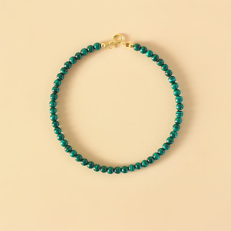 Bracciale anti-ansia in rame placcato oro 14k con perline di malachite naturale da 4 mm Buddha Stones