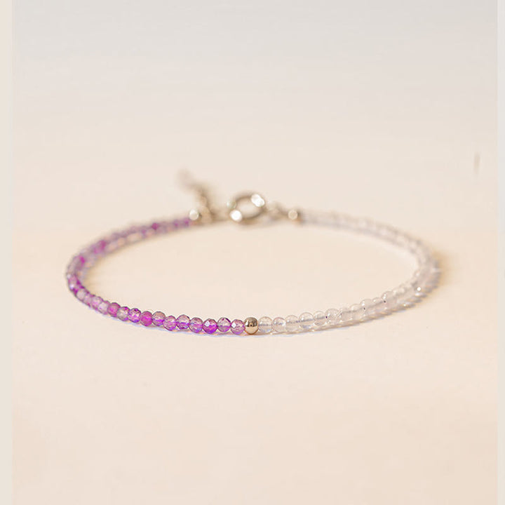 Bracciale Buddha Stones 2,5 mm Ametista naturale Perline ultrasottili Rame placcato oro 14k Inner Peace