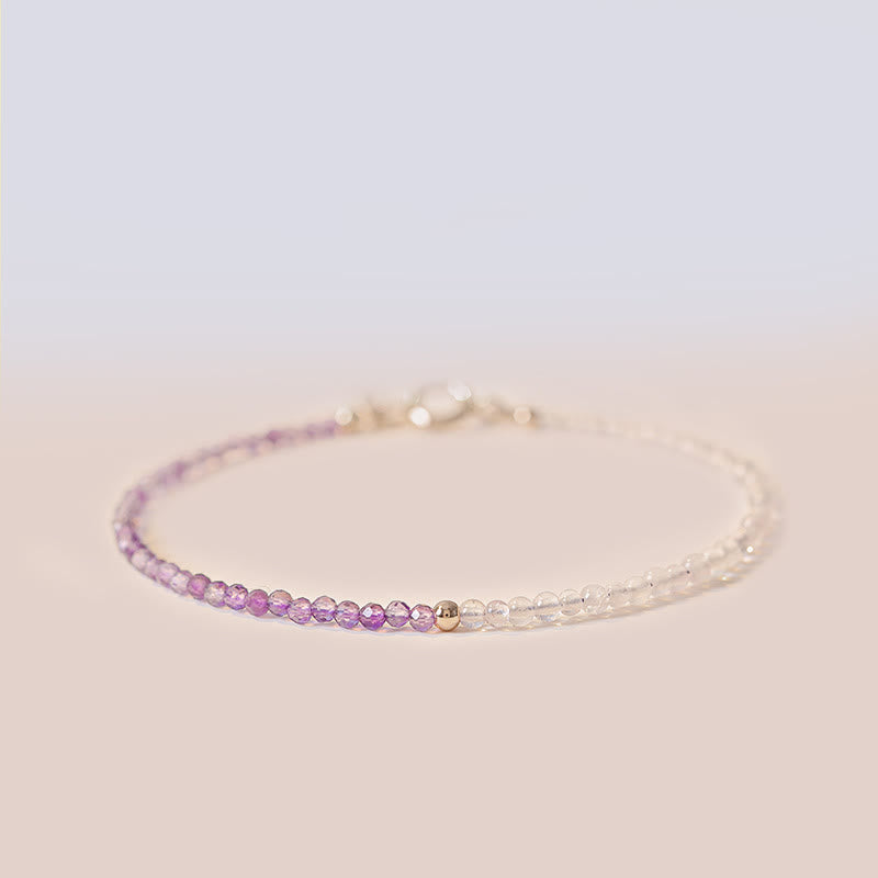 Bracciale Buddha Stones 2,5 mm Ametista naturale Perline ultrasottili Rame placcato oro 14k Inner Peace