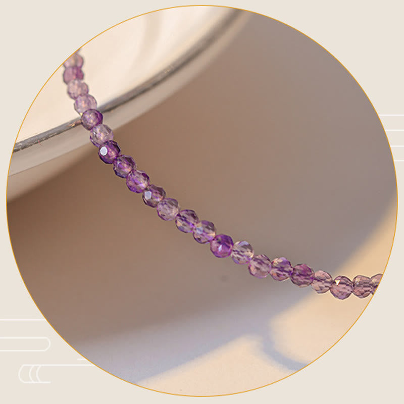 Bracciale Buddha Stones 2,5 mm Ametista naturale Perline ultrasottili Rame placcato oro 14k Inner Peace