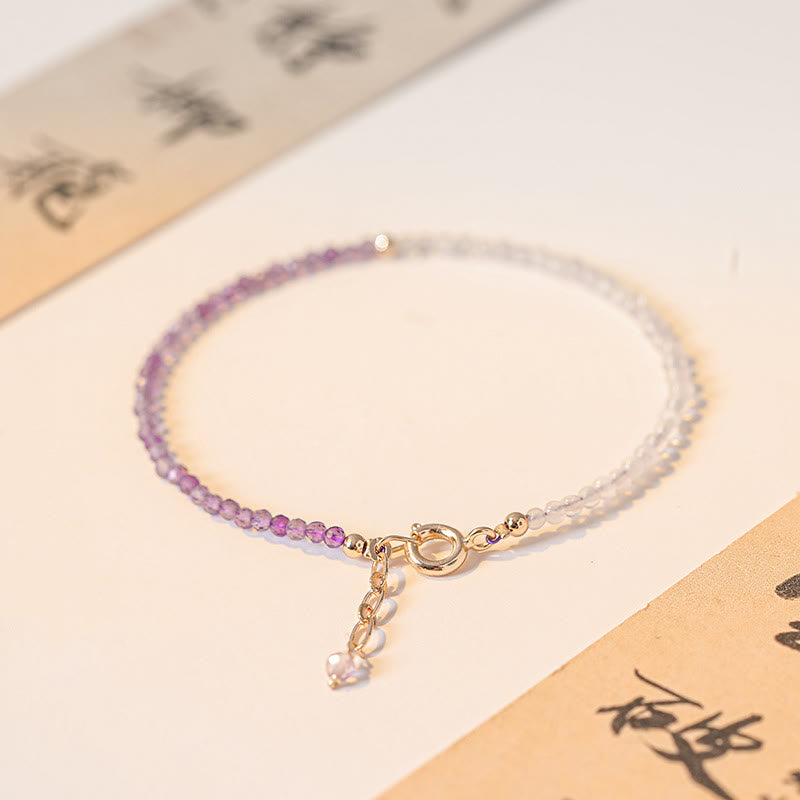Bracciale Buddha Stones 2,5 mm Ametista naturale Perline ultrasottili Rame placcato oro 14k Inner Peace