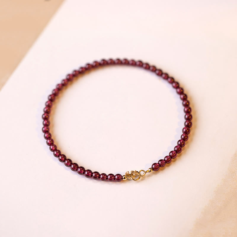 Braccialetto di protezione con perline ultrasottili di granato naturale piccolo da 3 mm Buddha Stones