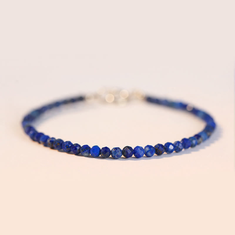 Braccialetto Buddha Stones con perline ultrasottili in lazurite e lapislazzuli - Perline poligonali da 3 mm - 16 centimetri - image 0