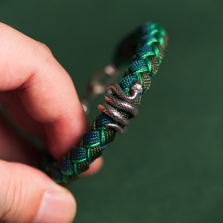 Braccialetto intrecciato con protezione in corda in argento sterling 999 Buddha Stones Year of the Snake - image 3