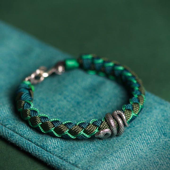 Braccialetto intrecciato con protezione in corda in argento sterling 999 Buddha Stones Year of the Snake - image 2