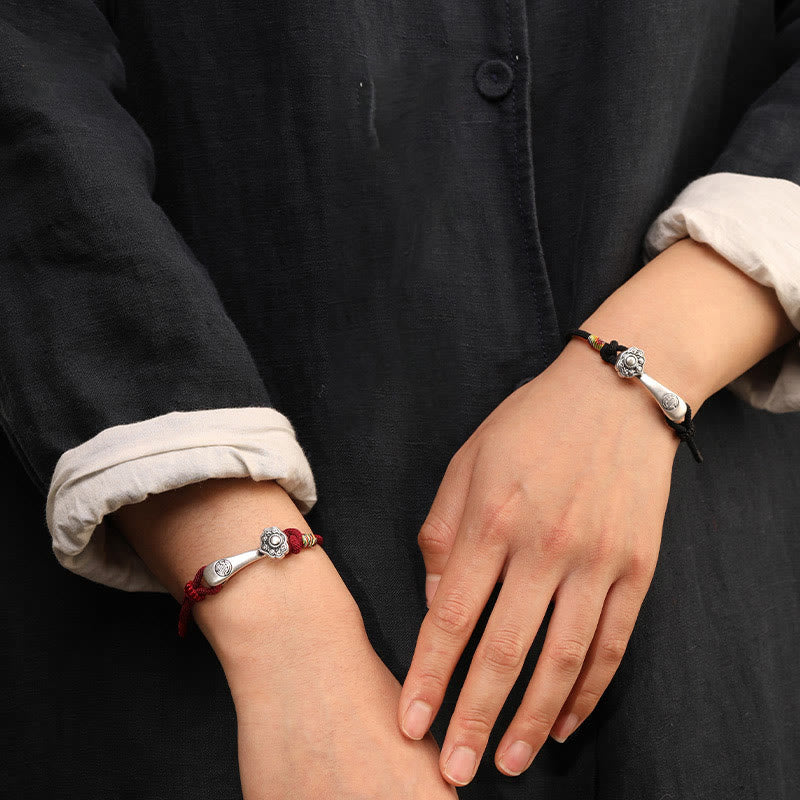 Braccialetto intrecciato con protezione in corda con bastoncino Ruyi in argento sterling 999 Buddha Stones - image 9