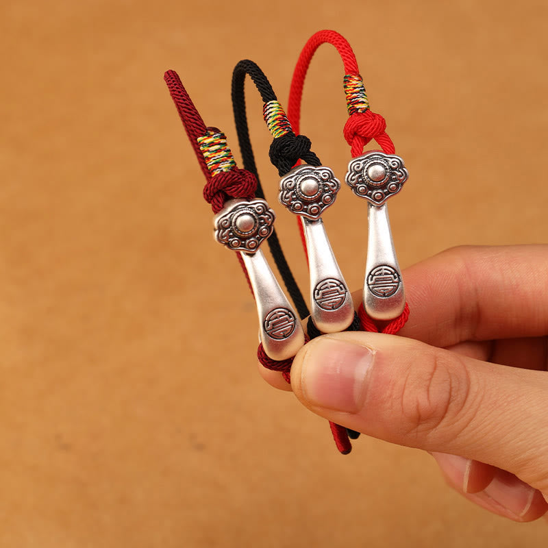 Braccialetto intrecciato con protezione in corda con bastoncino Ruyi in argento sterling 999 Buddha Stones - image 10