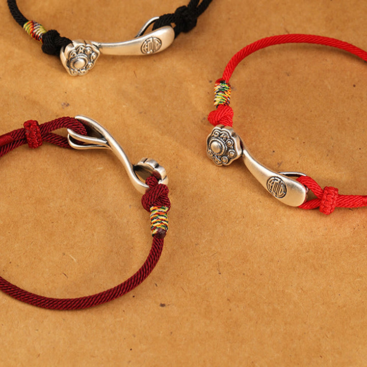Braccialetto intrecciato con protezione in corda con bastoncino Ruyi in argento sterling 999 Buddha Stones - image 11