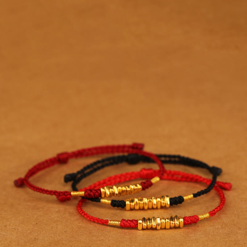 Buddha Stones 999 Oro Piccoli Pezzi Corda Protezione Fortuna Braccialetto Intrecciato Ultra-Sottile - image 16
