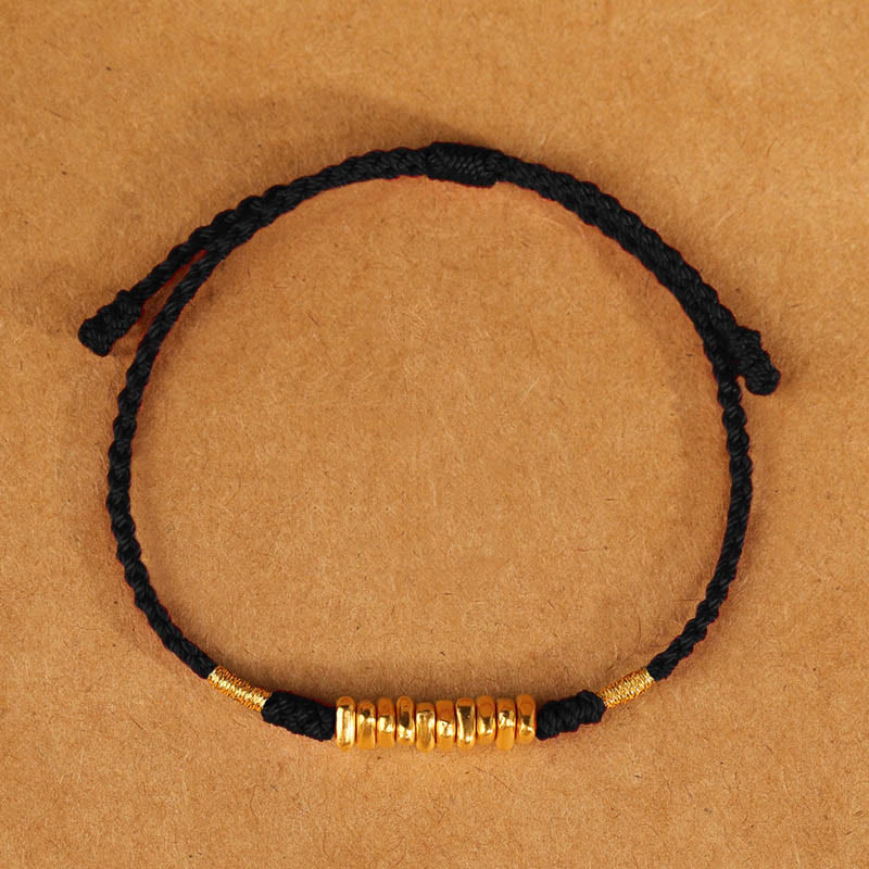Buddha Stones 999 Oro Piccoli Pezzi Corda Protezione Fortuna Braccialetto Intrecciato Ultra-Sottile - image 13