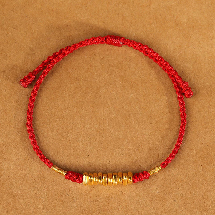 Buddha Stones 999 Oro Piccoli Pezzi Corda Protezione Fortuna Braccialetto Intrecciato Ultra-Sottile - image 11