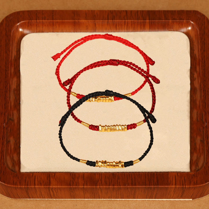 Buddha Stones 999 Oro Piccoli Pezzi Corda Protezione Fortuna Braccialetto Intrecciato Ultra-Sottile - image 17