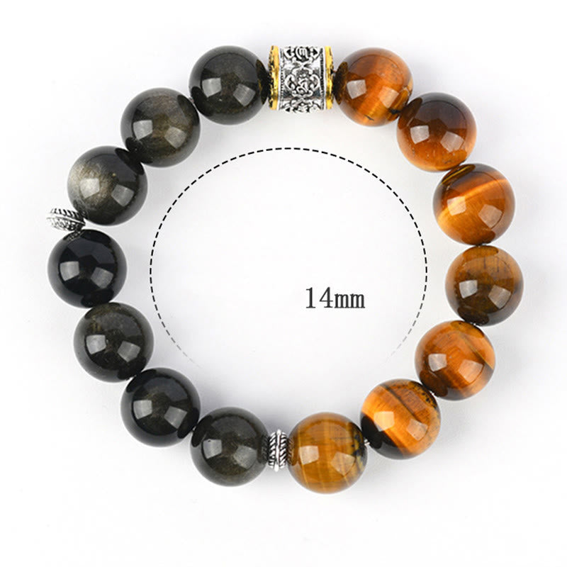 Bracciale Buddha Stones Tiger Eye Oro Lucente Ossidiana Om Mani Padme Hum - image 8