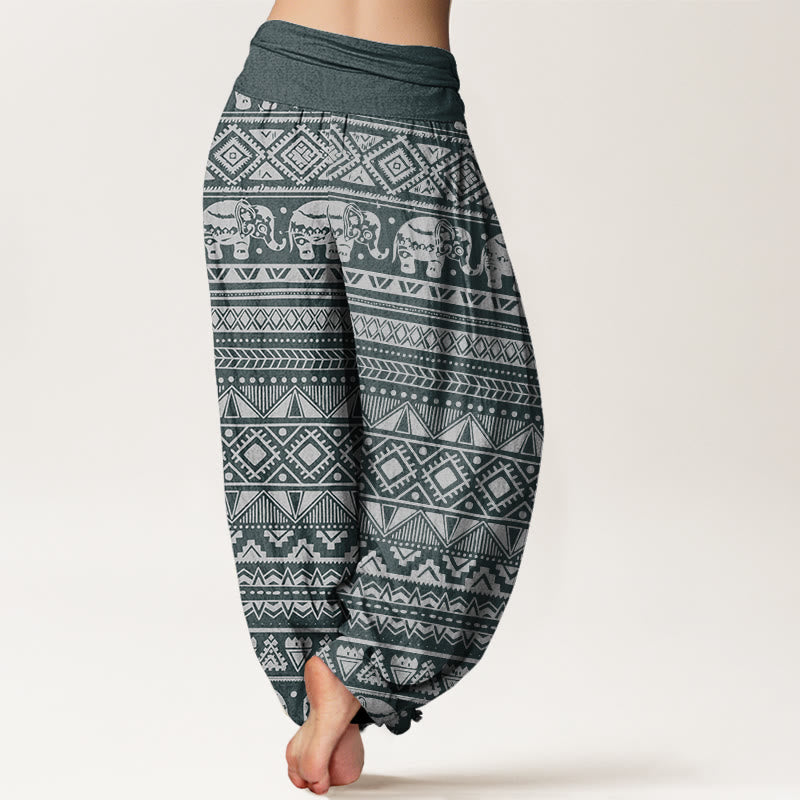 Pantaloni harem da donna con elastico in vita, in cotone, casual, con motivo geometrico a elefante, motivo Buddha Stones - image 6