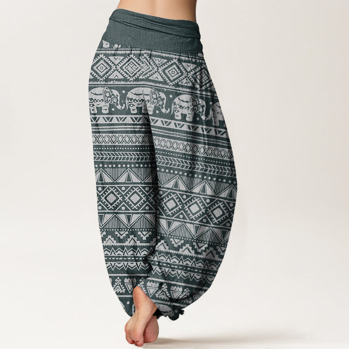 Pantaloni harem da donna con elastico in vita, in cotone, casual, con motivo geometrico a elefante, motivo Buddha Stones - image 6