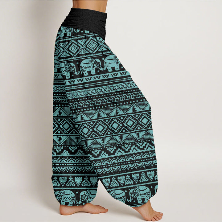 Pantaloni harem da donna con elastico in vita, in cotone, casual, con motivo geometrico a elefante, motivo Buddha Stones - image 8