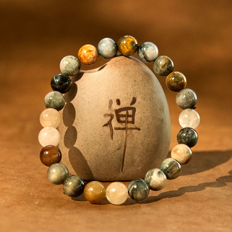 Braccialetto Buddha Stones Natural Eagle's Eye Stone Confidence Positive