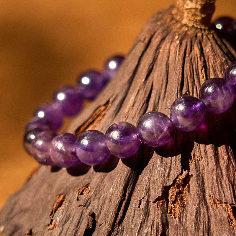 Braccialetto di meditazione per la pace interiore con ametista naturale Buddha Stones