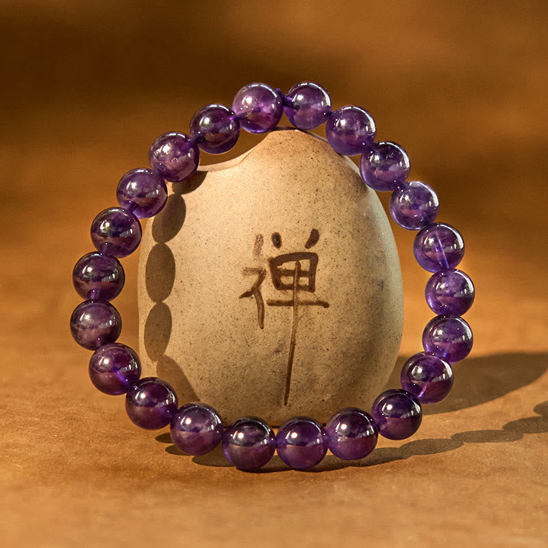 Braccialetto di meditazione per la pace interiore con ametista naturale Buddha Stones
