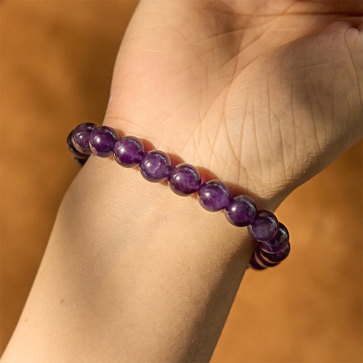 Braccialetto di meditazione per la pace interiore con ametista naturale Buddha Stones