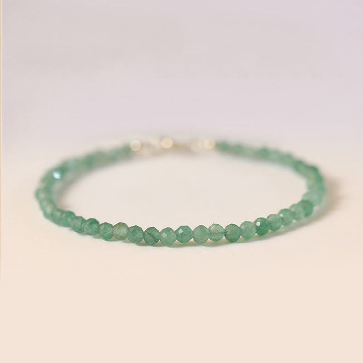 Braccialetto portafortuna con perline ultrasottili in avventurina verde piccola da 3 mm Buddha Stones