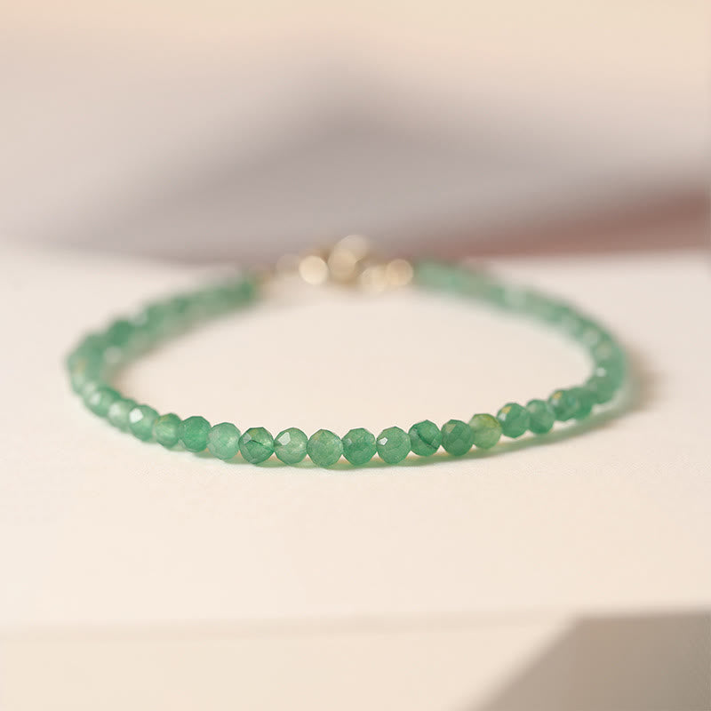 Braccialetto portafortuna con perline ultrasottili in avventurina verde piccola da 3 mm Buddha Stones