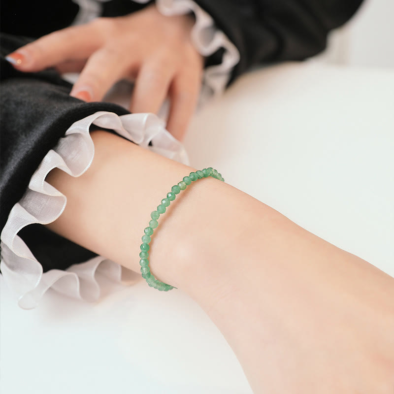 Braccialetto portafortuna con perline ultrasottili in avventurina verde piccola da 3 mm Buddha Stones