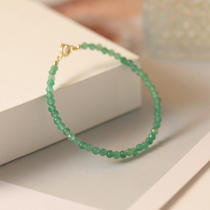 Braccialetto portafortuna con perline ultrasottili in avventurina verde piccola da 3 mm Buddha Stones