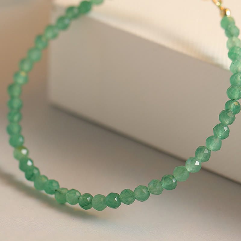 Braccialetto portafortuna con perline ultrasottili in avventurina verde piccola da 3 mm Buddha Stones