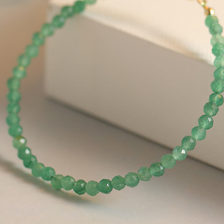 Braccialetto portafortuna con perline ultrasottili in avventurina verde piccola da 3 mm Buddha Stones