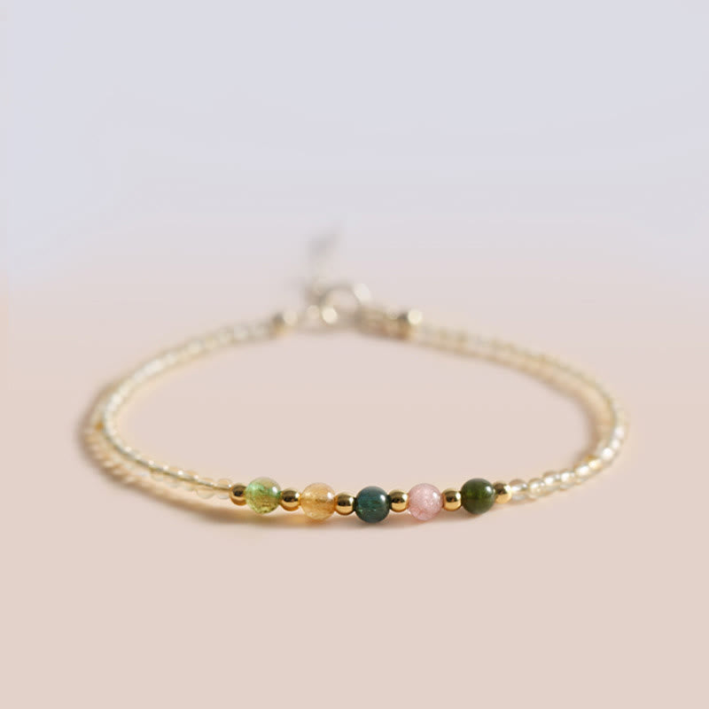 Braccialetto della prosperità con perle di rame riempite d'oro 14K e tormalina citrino ultrasottile da 2,5 mm Buddha Stones - image 5