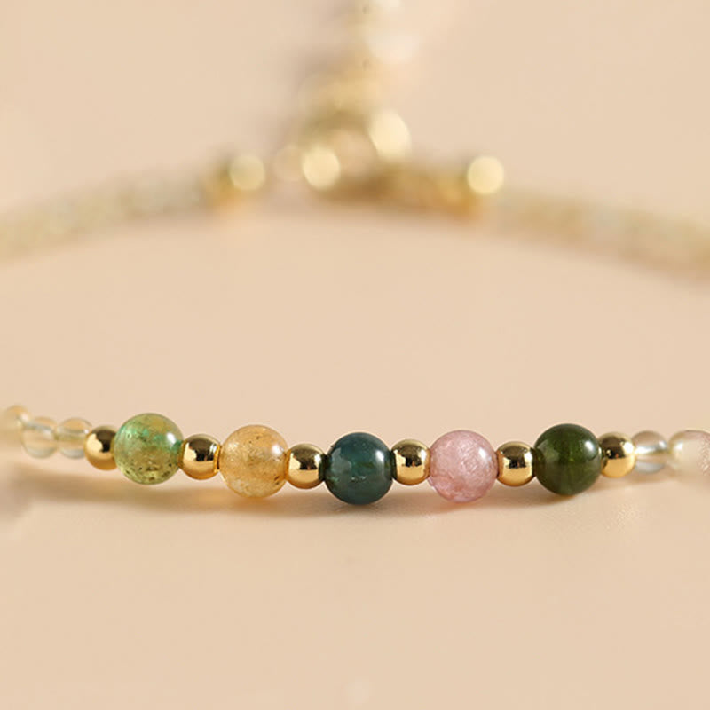 Braccialetto della prosperità con perle di rame riempite d'oro 14K e tormalina citrino ultrasottile da 2,5 mm Buddha Stones - image 2