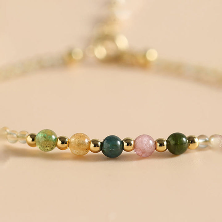 Braccialetto della prosperità con perle di rame riempite d'oro 14K e tormalina citrino ultrasottile da 2,5 mm Buddha Stones - image 2