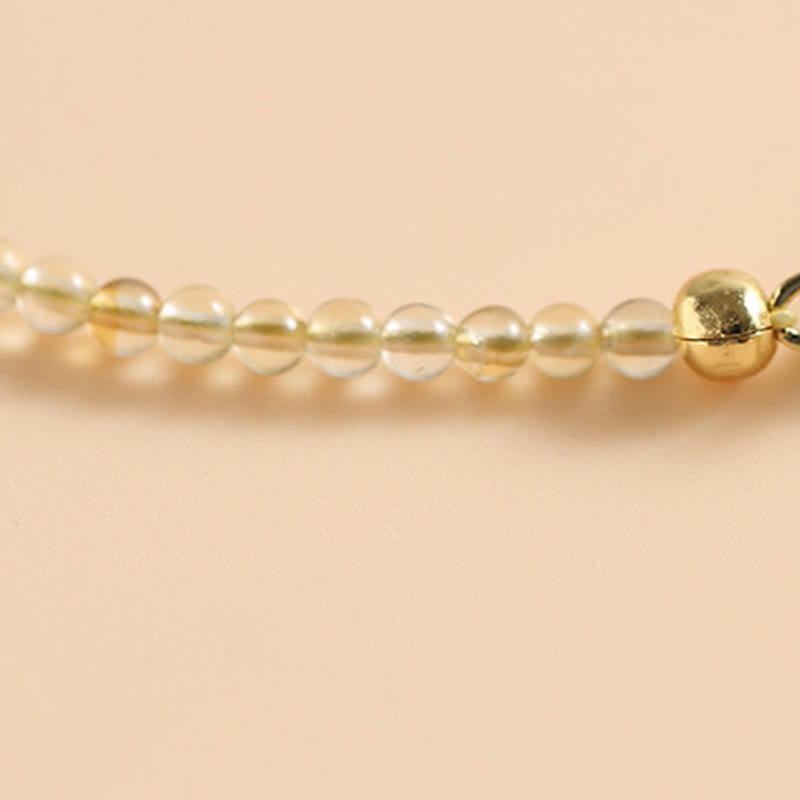 Braccialetto della prosperità con perle di rame riempite d'oro 14K e tormalina citrino ultrasottile da 2,5 mm Buddha Stones - image 3