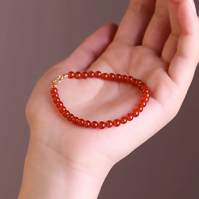 Braccialetto Buddha Stones Small Red Agate Ultra-sottile Calm Beads
