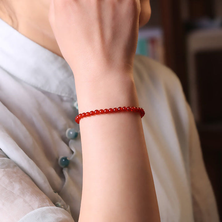 Braccialetto Buddha Stones Small Red Agate Ultra-sottile Calm Beads
